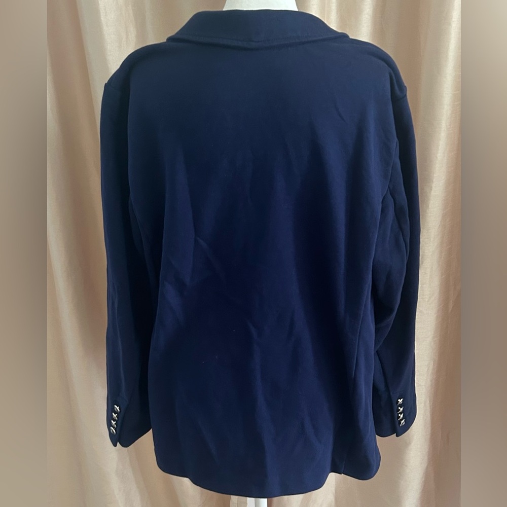 New Susan Graver Weekend Marina Knit Notch Collar Blazer BlueDiamond size 1XP - Picture 3 of 9